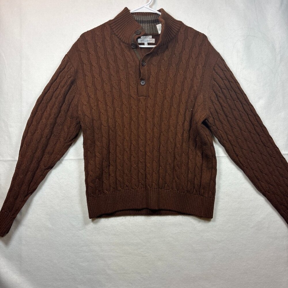 Alex Cannon Heavy Cotton Jumper Cable Knit Blue Sweater‎ - Mens Small